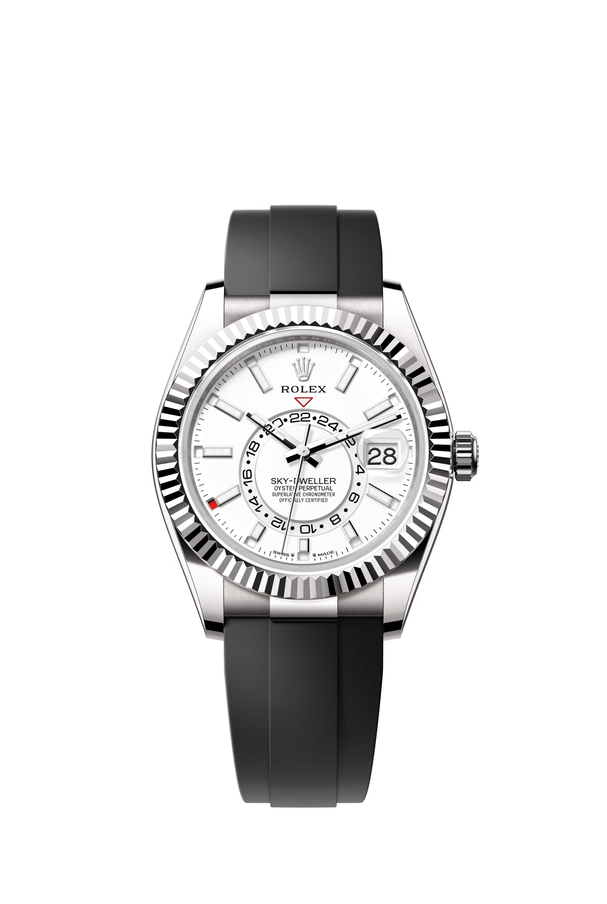 The Oyster Perpetual Sky-Dweller in 18-carat white gold with a mellow white dial and Oysterflex bracelet. -m336239-0003 42mm