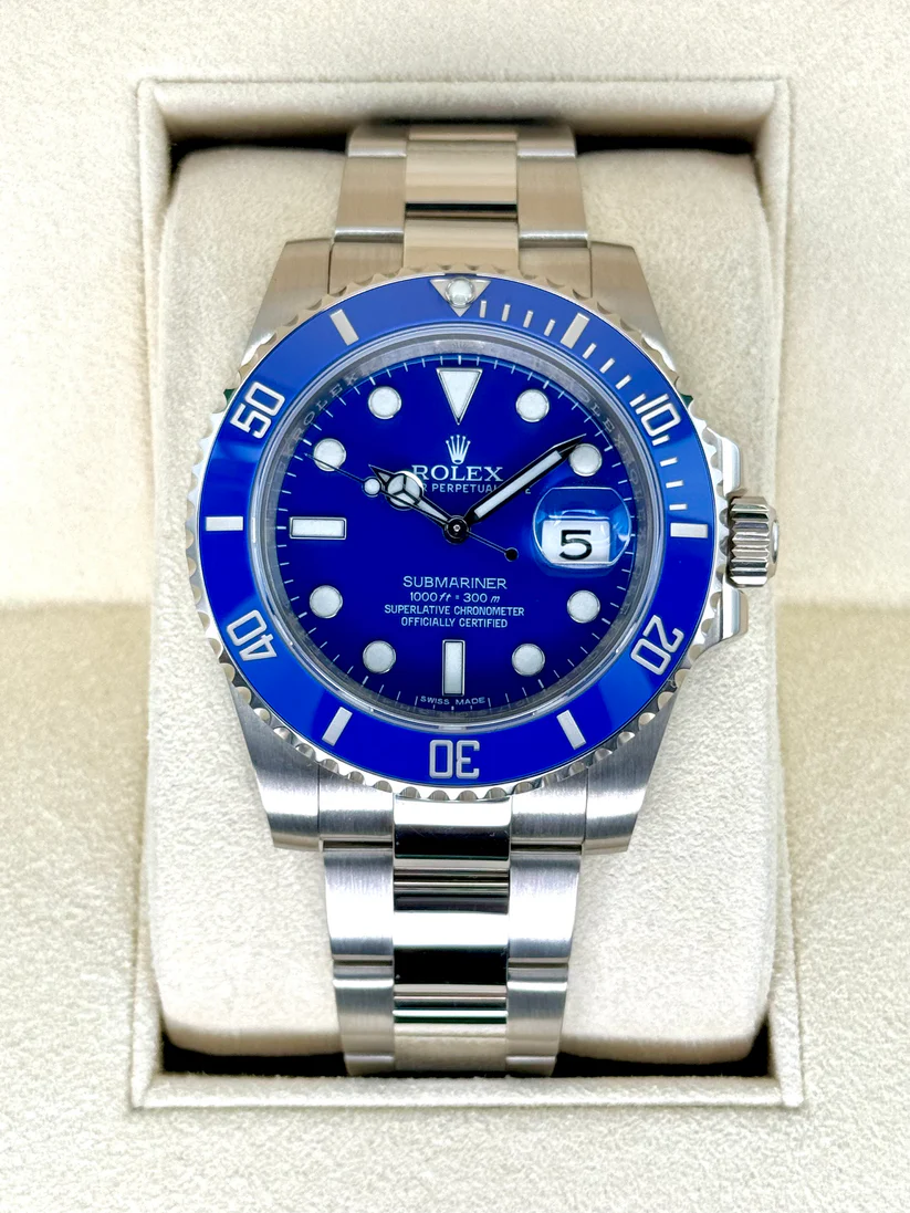 【Super Clone】Rolex Submariner Date Smurf 18ct 41mm White Gold / Blue R116619LB