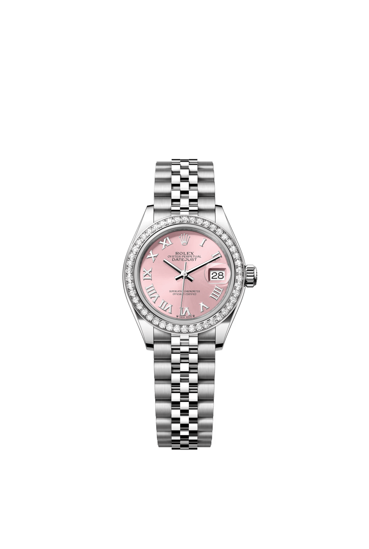The Oyster Perpetual Lady-Datejust in white gold and Oystersteel with a pink dial and a Jubilee bracelet. -m279384rbr-0005 28mm