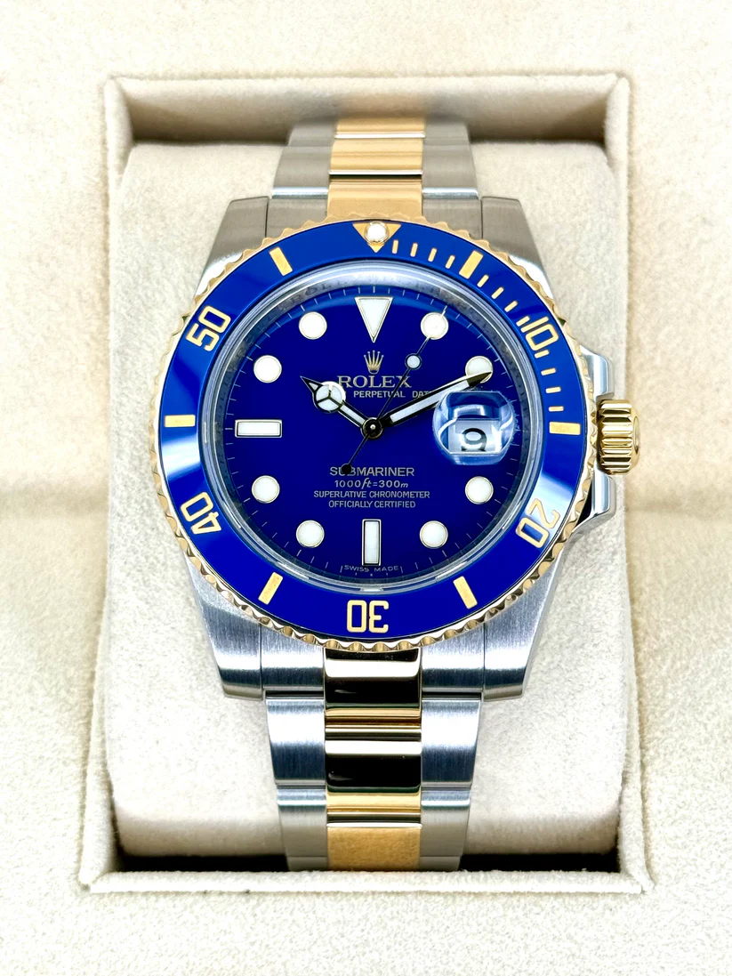 【Super Clone】Rolex Submariner Two-Tone Yellow Gold & Steel Rolesor - Blue Dial Ceramic Bezel (Ref# 116613LB)