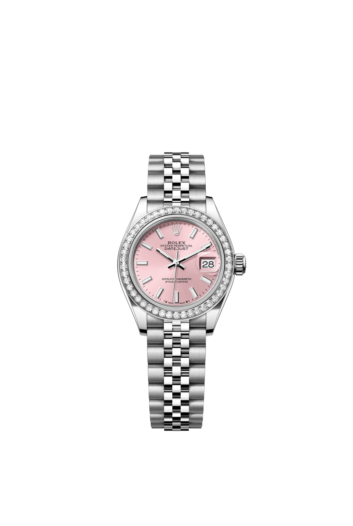 The Oyster Perpetual Lady-Datejust in white gold and Oystersteel with a pink dial and a Jubilee bracelet. -m279384rbr-0001 28mm