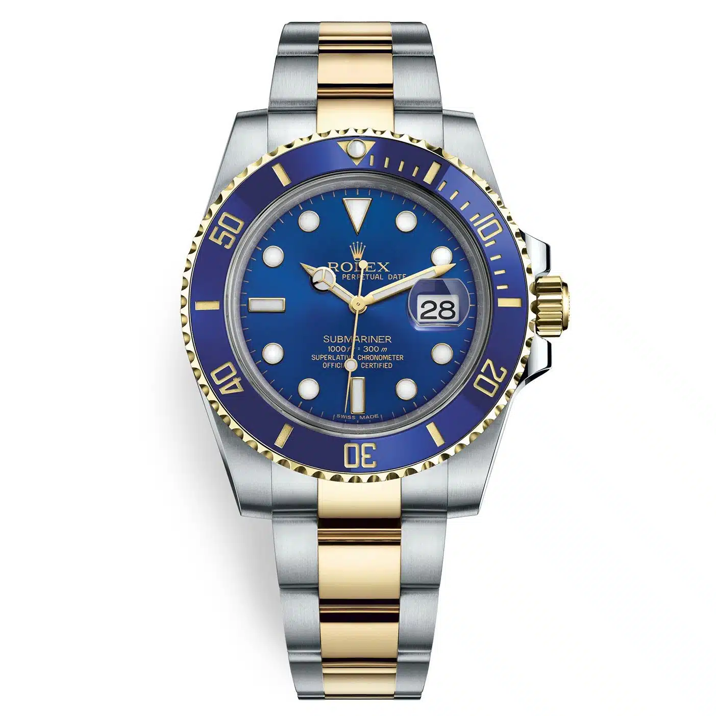 【Super Clone】Rolex Submariner Two-Tone Yellow Gold & Steel Rolesor - Blue Dial Ceramic Bezel (Ref# 116613LB)