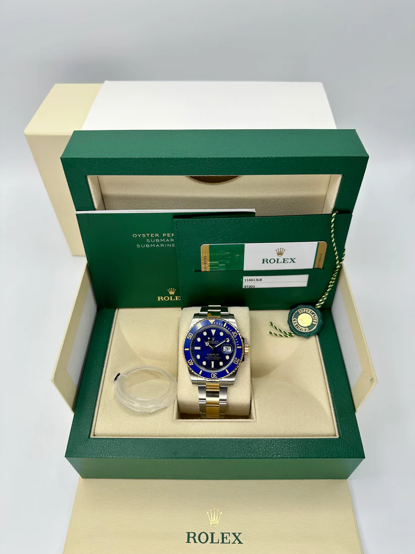 【Super Clone】Rolex Submariner Two-Tone Yellow Gold & Steel Rolesor - Blue Dial Ceramic Bezel (Ref# 116613LB)