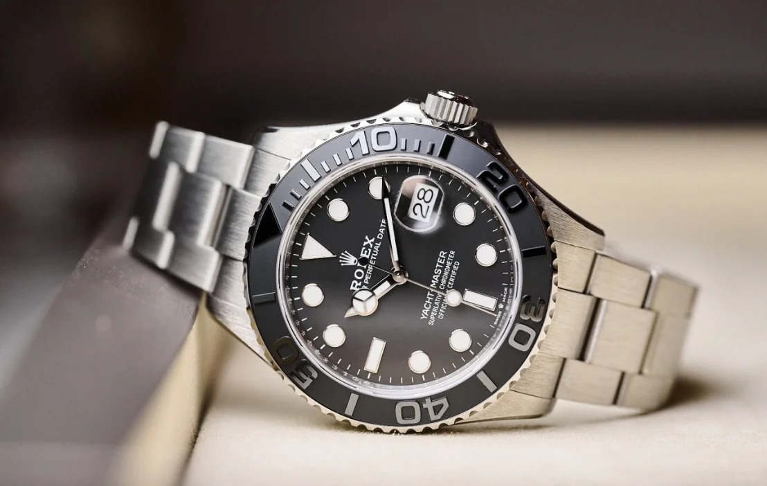 The Oyster Perpetual Yacht-Master 42 RLX Titanium with a mellow black dial and Oyster bracelet. -m226627-0001