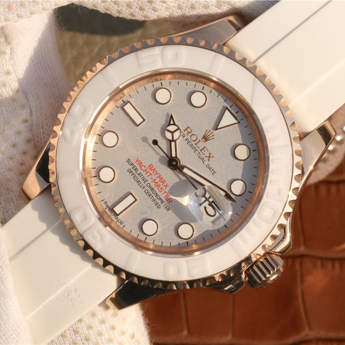 The Oyster Perpetual Yacht-Master Baymax Rose Gold Mix White Rubber Strap 40mm