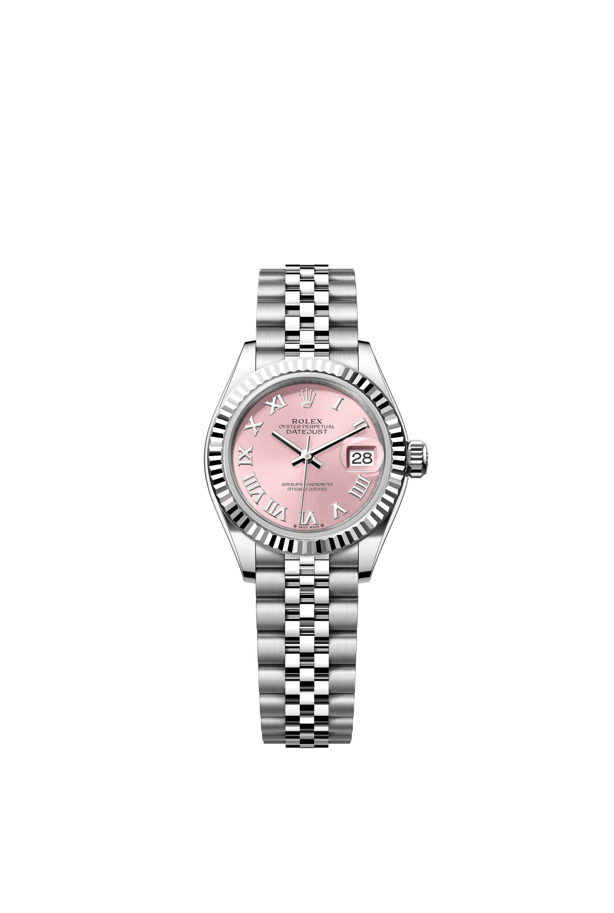 The Oyster Perpetual Lady-Datejust in white gold and Oystersteel with a pink dial and a Jubilee bracelet. -m279174-0001 28mm