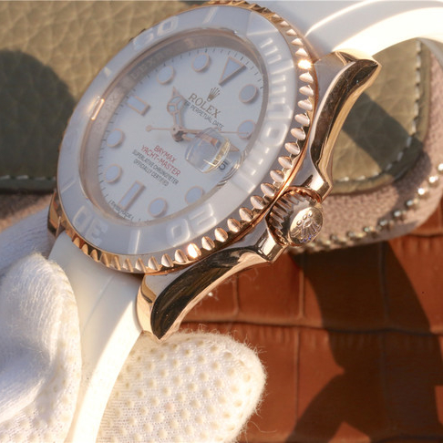 The Oyster Perpetual Yacht-Master Baymax Rose Gold Mix White Rubber Strap 40mm