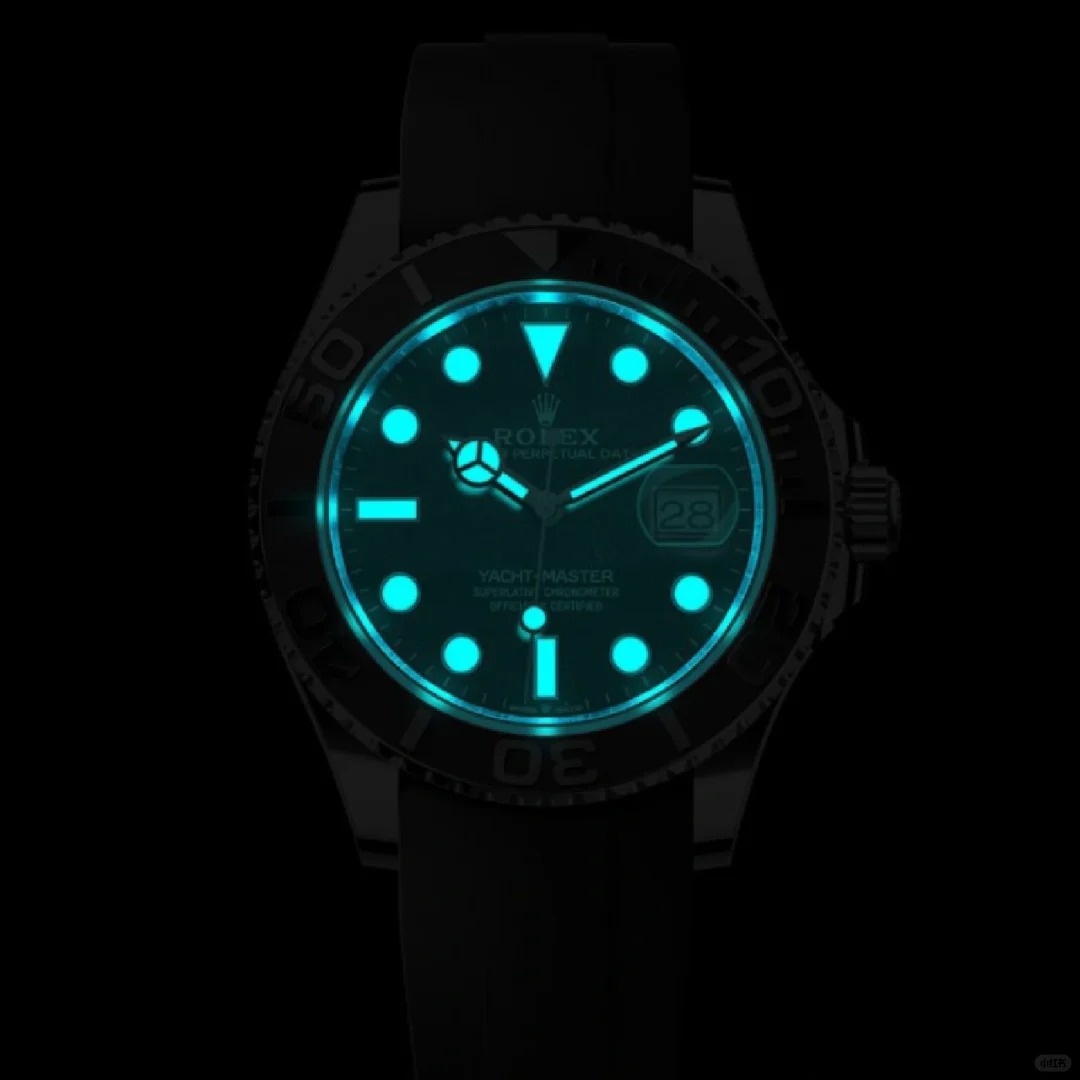 The Oyster Perpetual Yacht-Master 42 is available in 18 ct white gold with an eagle eye dial and an Oysterflex strap. -m226659-0004