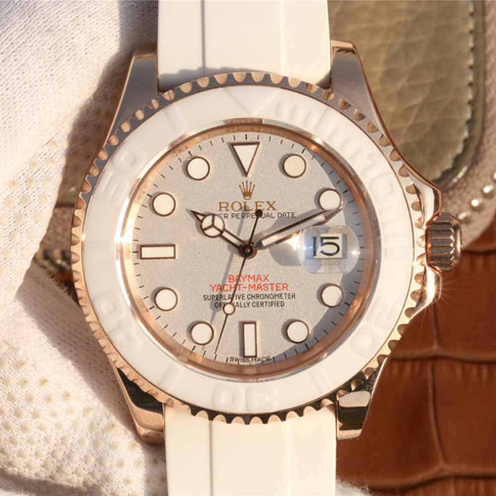 The Oyster Perpetual Yacht-Master Baymax Rose Gold Mix White Rubber Strap 40mm