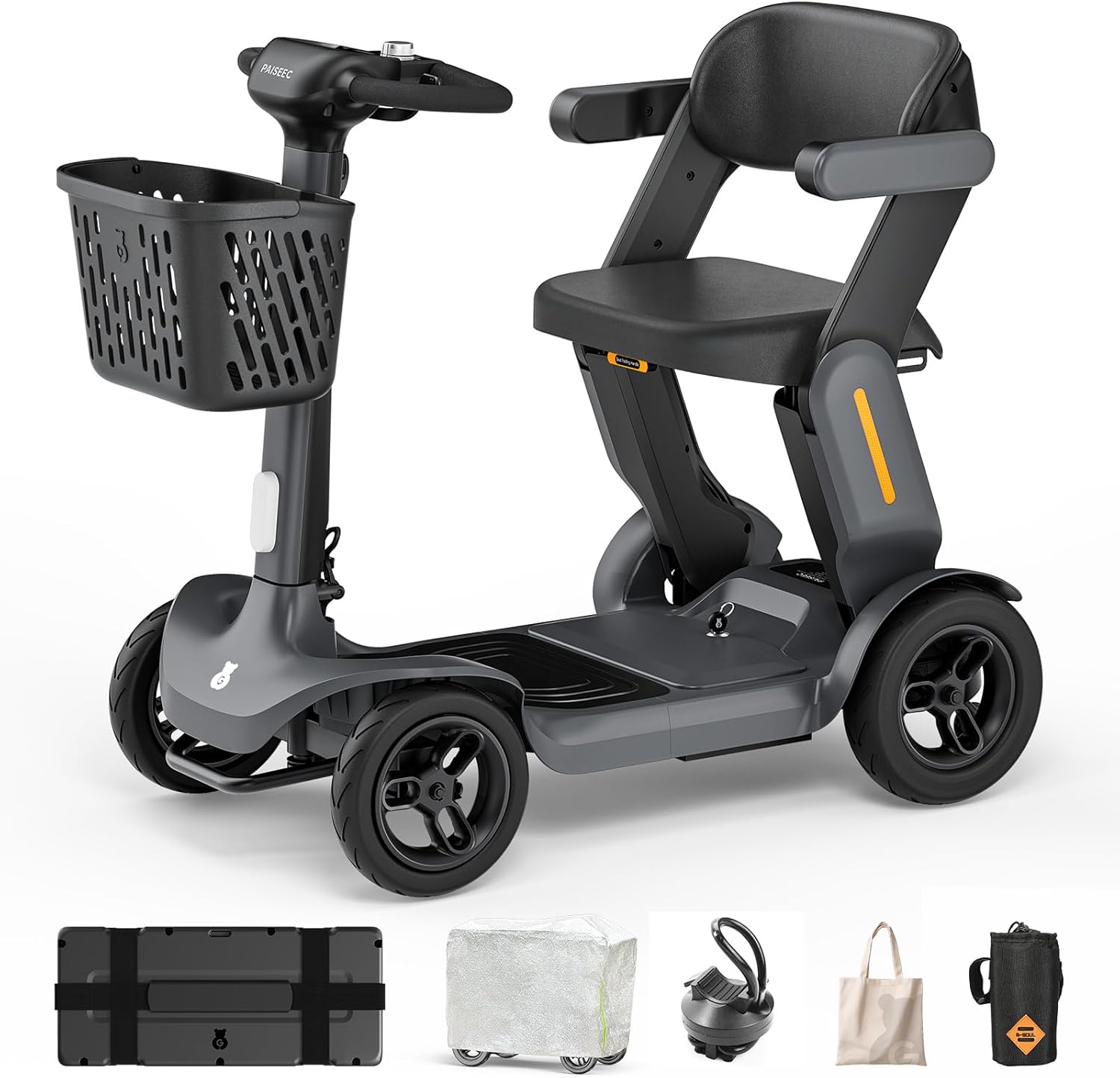 S3 Pro 40 Miles Foldable Mobility Scooter for Seniors, Lightweight Mobility Scooter for Travel, 4 Wheels Mobility Scooters for Adults Elderly, 250W Powered, Load 300lbs, All Terrain