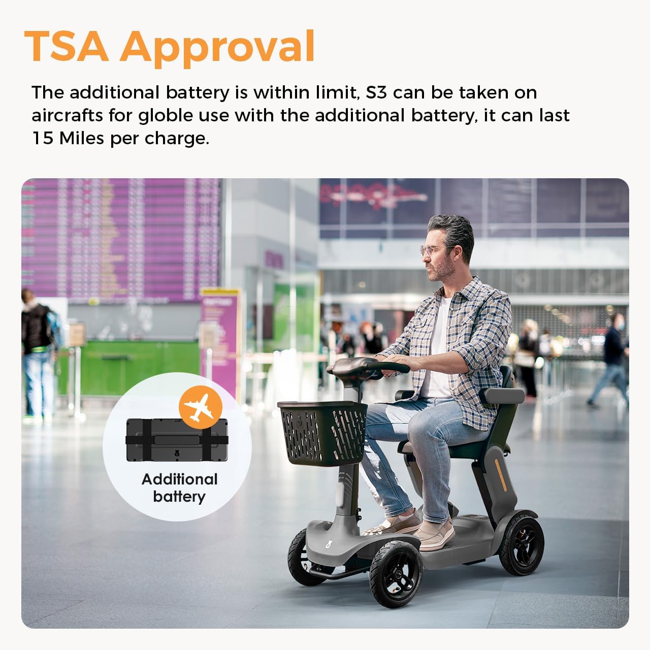 S3 Pro 40 Miles Foldable Mobility Scooter for Seniors, Lightweight Mobility Scooter for Travel, 4 Wheels Mobility Scooters for Adults Elderly, 250W Powered, Load 300lbs, All Terrain