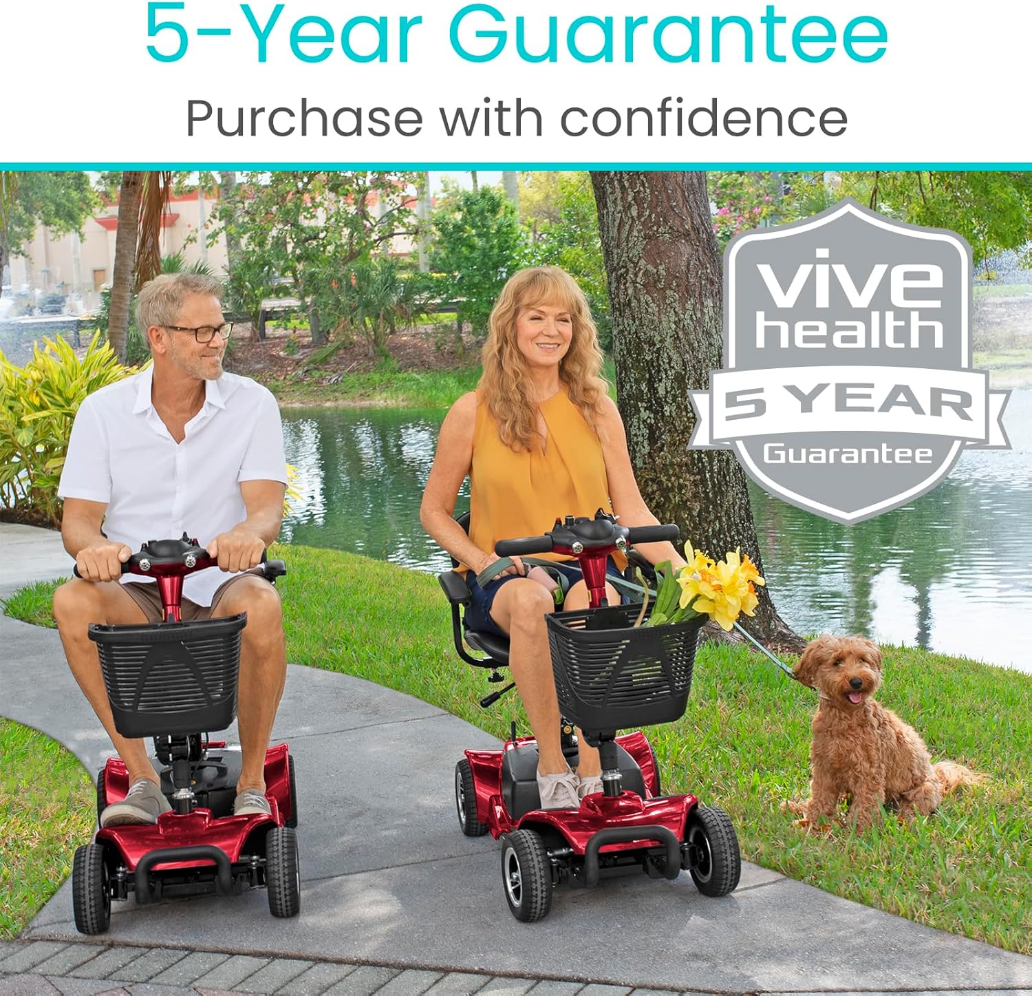 4 Wheel Mobility Scooter - Electric Powered Wheelchair Device - Compact Heavy Duty Mobile for Travel, Adults, Elderly - Long Range Power Extended Battery with Charger & Basket