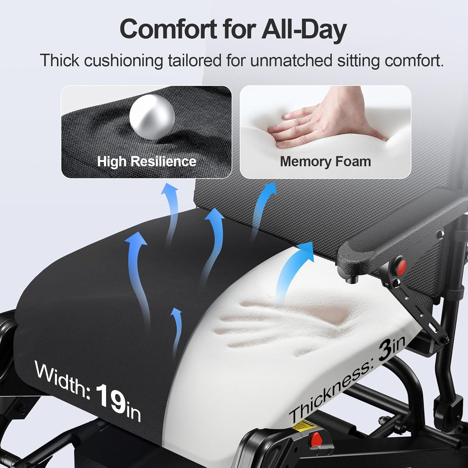 30 Miles Long Range Electric Wheelchair for Adults, Foldable Motorized Wheelchair with 2 Removable 10Ah Batteries, All Terrain Portable Power Wheelchairs for Senior, Airline Approved, Black