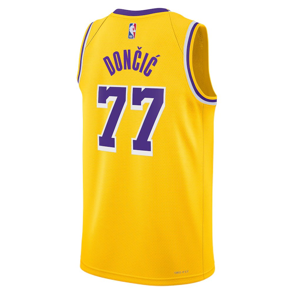 Unisex Los Angeles Lakers #77 Luka Doncic Player Icon Edition Jersey Black White Purple Yellow