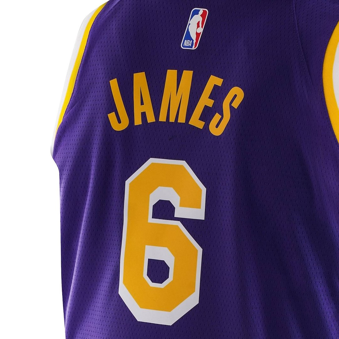 Men's Women's Los Angeles Lakers #6 #23 LeBron James Purple Black NBA Basketball Retro Jersey Purple Gold Dynasty