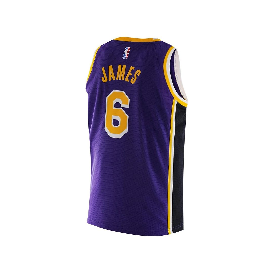 Men's Women's Los Angeles Lakers #6 #23 LeBron James Purple Black NBA Basketball Retro Jersey Purple Gold Dynasty