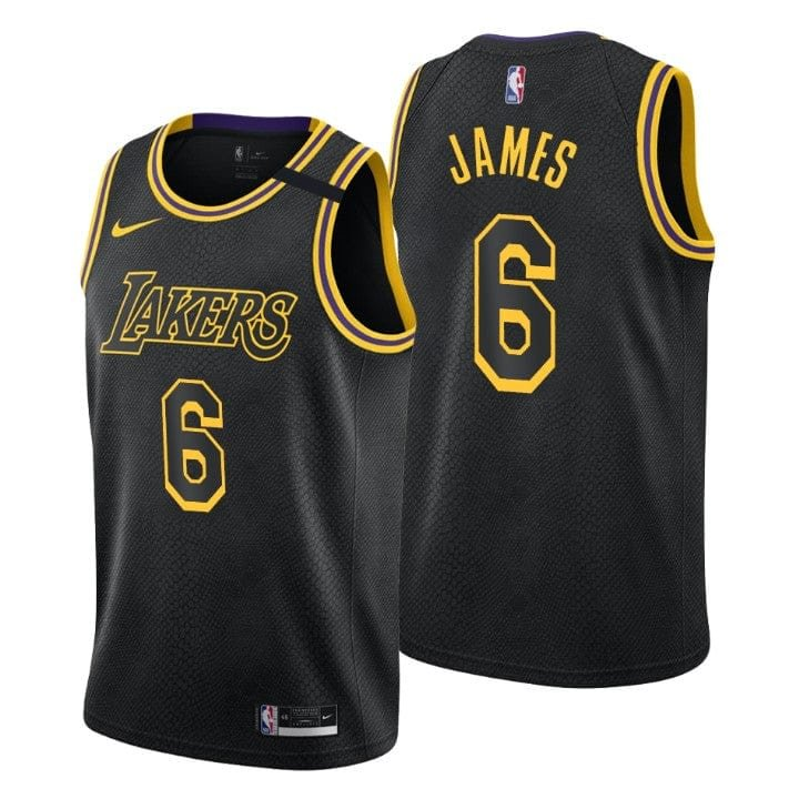 Men's Women's Los Angeles Lakers #6 #23 LeBron James Black White Yellow Stitched Jersey NBA Basketball