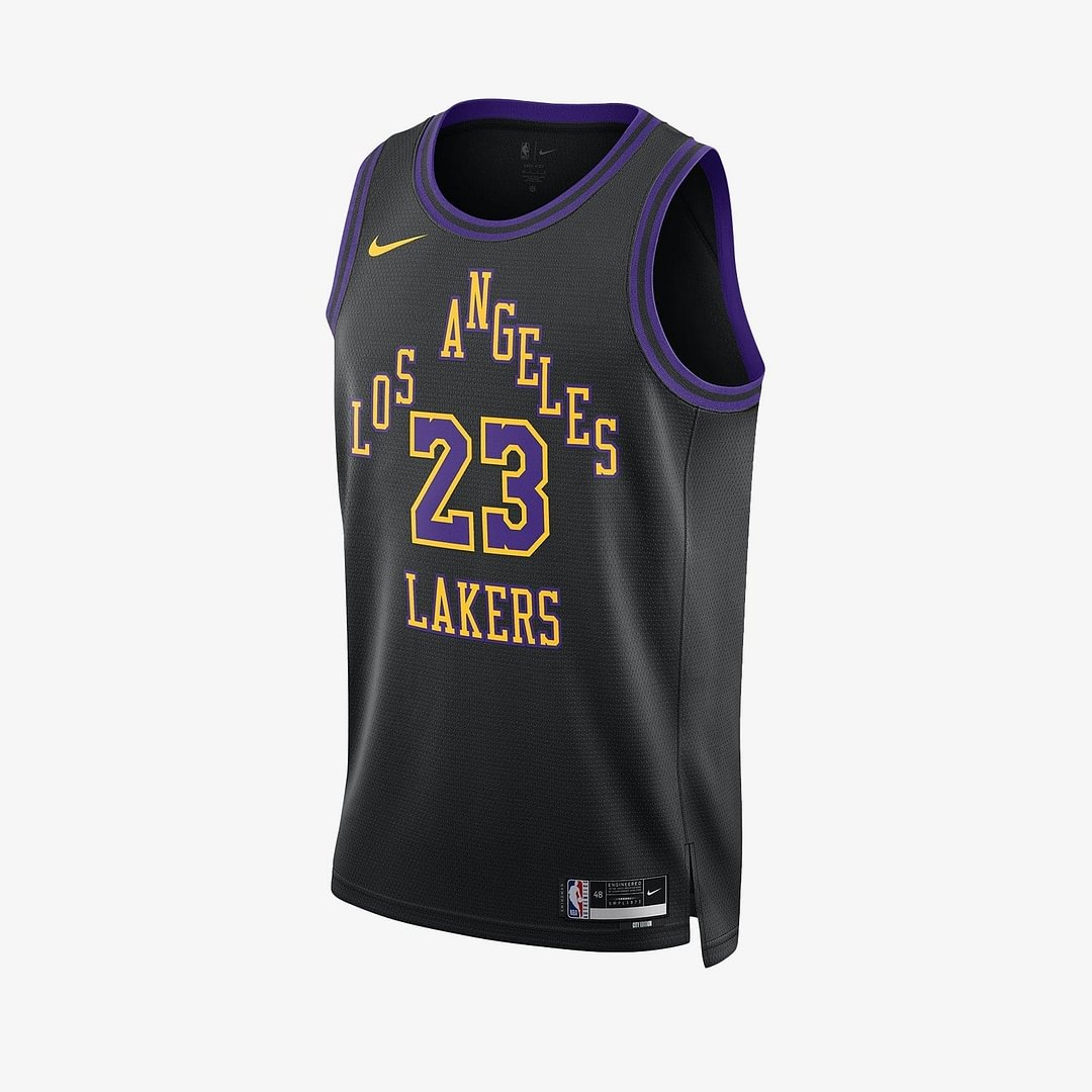 Men's Women's Los Angeles Lakers #23 LeBron James Black NBA Basketball City Edition Jersey Swingman 2024