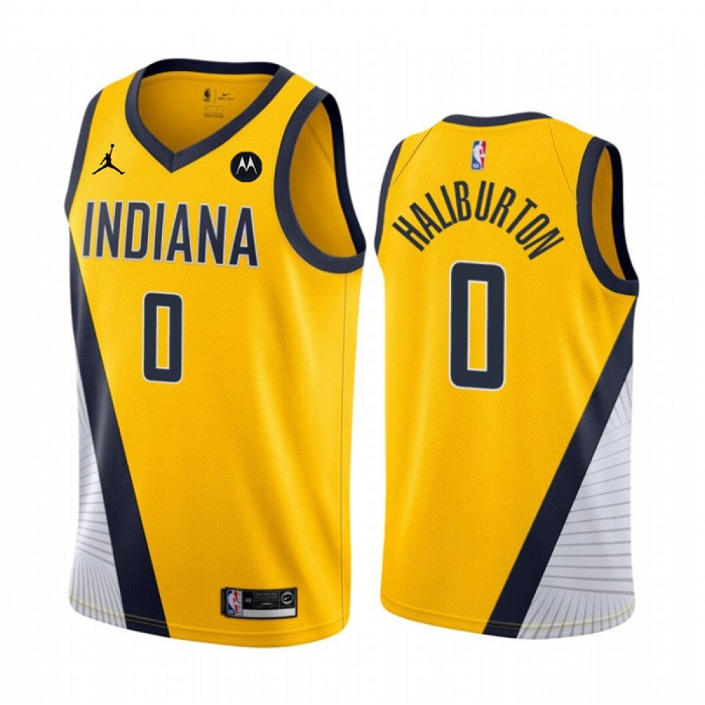 Men's Women's Indiana Pacers #0 Tyrese Haliburton Yellow Statement Edition Stitched NBA Basketball Jersey