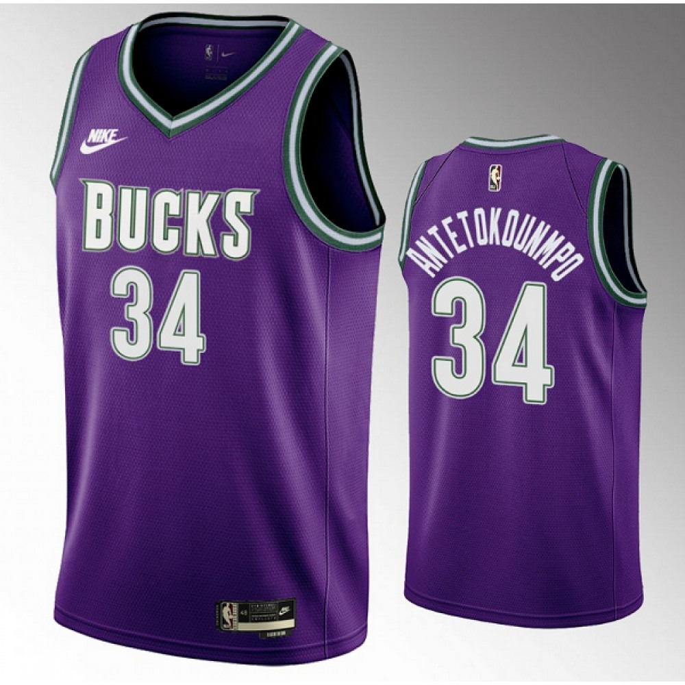 Unisex Milwaukee Bucks #34 Giannis Antetokounmpo Purple Classic Edition Swingman Stitched NBA Basketball Jersey