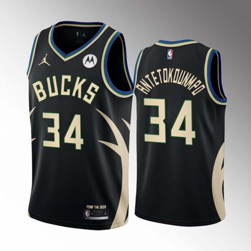 Unisex Milwaukee Bucks #34 Giannis Antetokounmpo Black Statement Edition Stitched NBA Basketball Jersey