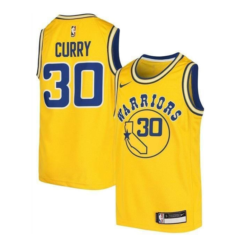 Men's Women's Golden State Warriors #30 Stephen Curry White Yellow Stitched NBA Basketball Jersey