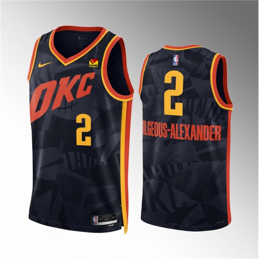 Unisex Oklahoma City Thunder #2 Shai Gilgeous-Alexander Black 2023/24 City Edition Stitched NBA Basketball Jersey