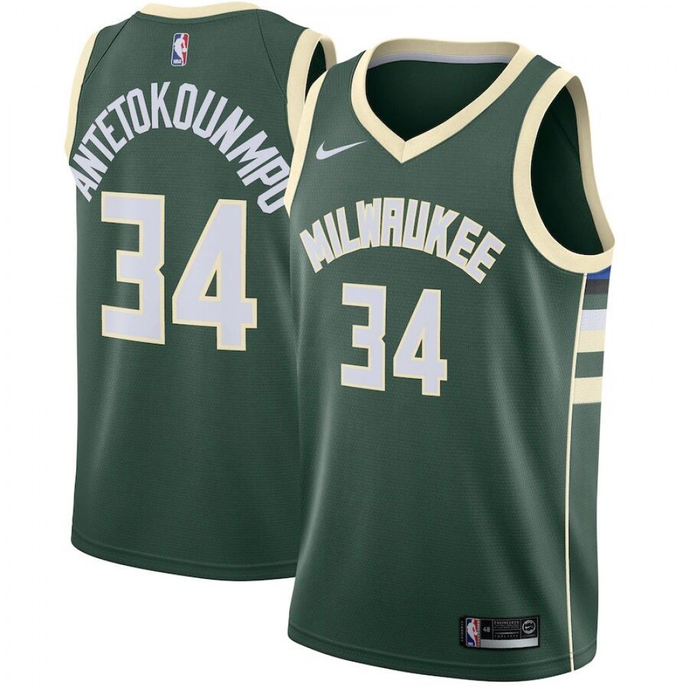 Unisex Milwaukee Bucks #34 Giannis Antetokounmpo Green White Black Stitched NBA Basketball Jersey