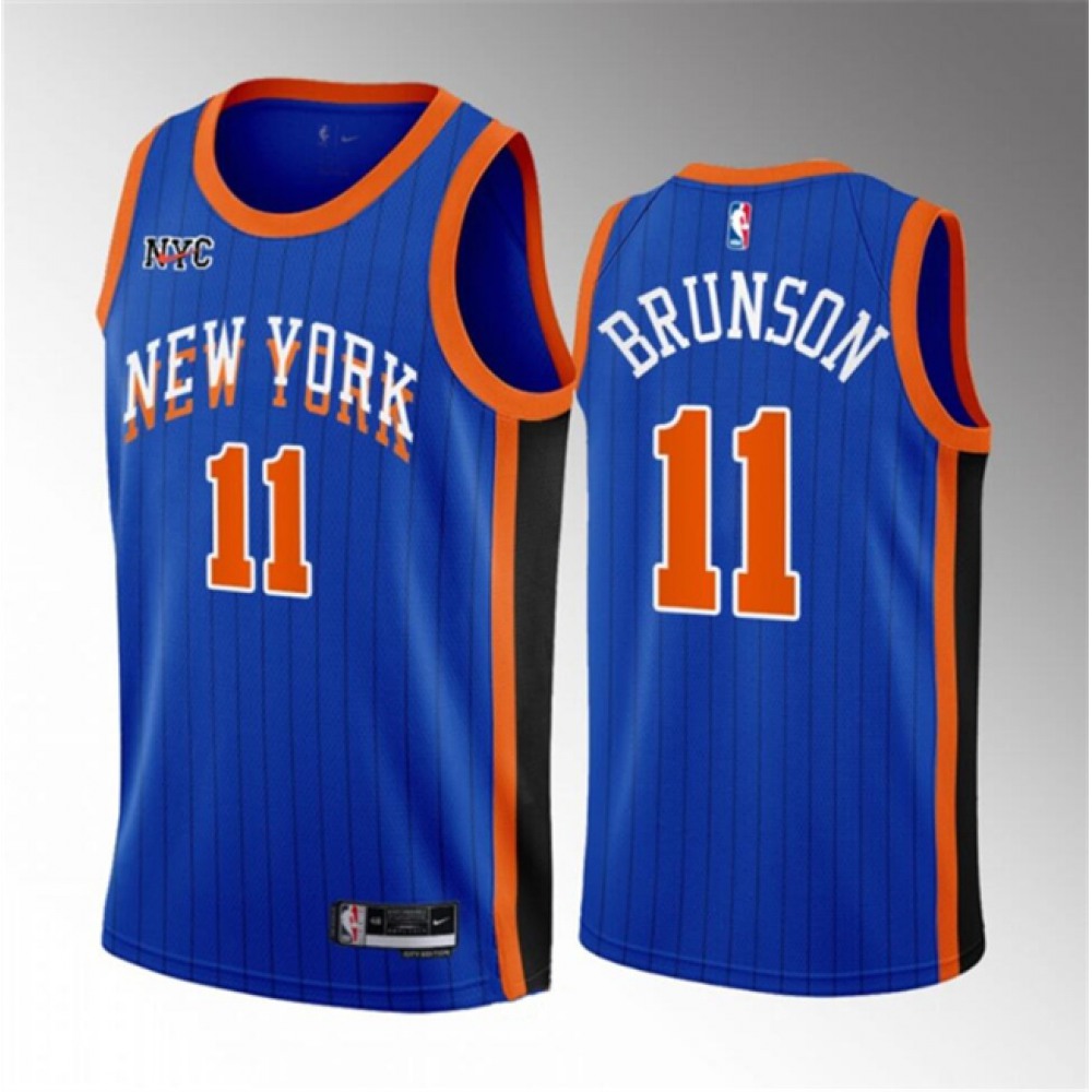 Unisex New York Knicks #11 Jalen Brunson Blue 2023-24 City Edition Stitched NBA Basketball Jersey
