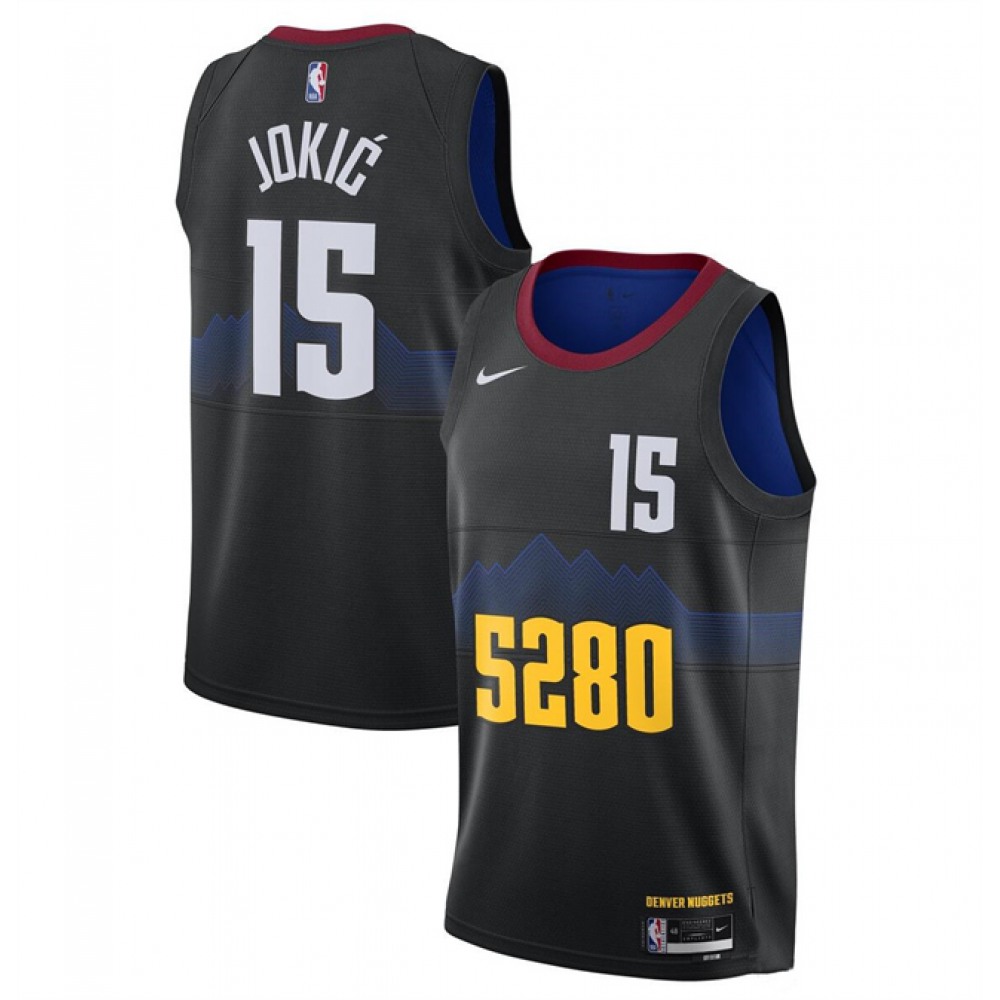Unisex Denver Nuggets #15 Nikola Jokic Black 2023-24 City Edition Stitched NBA Basketball Jersey