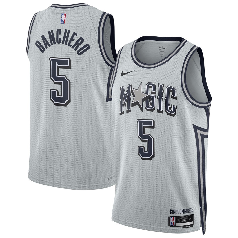 Unisex Orlando Magic Paolo Banchero #5 Silver 2024/25 Swingman Player NBA Basketball Jersey - City Edition