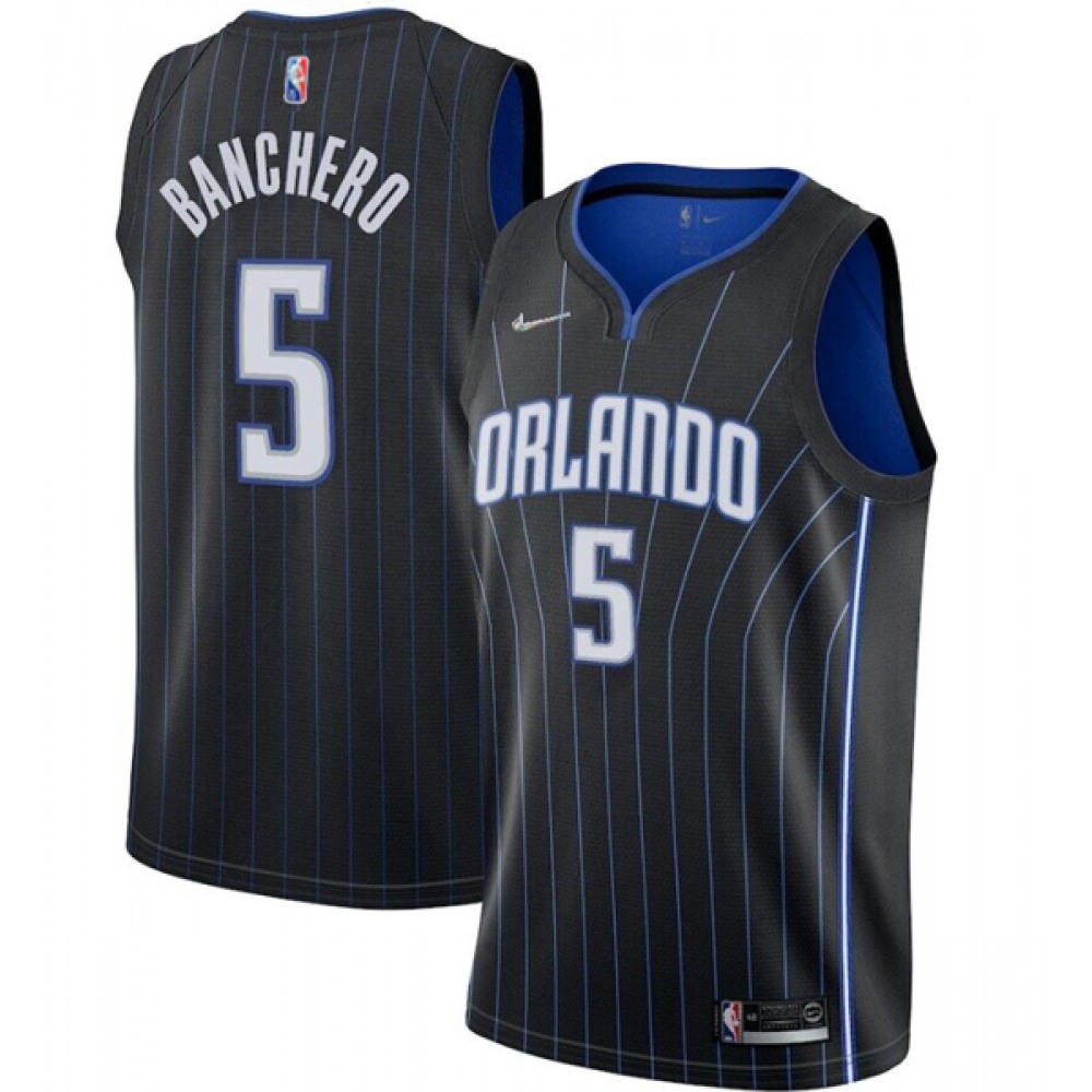 Unisex Orlando Magic #5 Paolo Banchero Black Icon Edition Stitched Swingman NBA Basketball Jersey