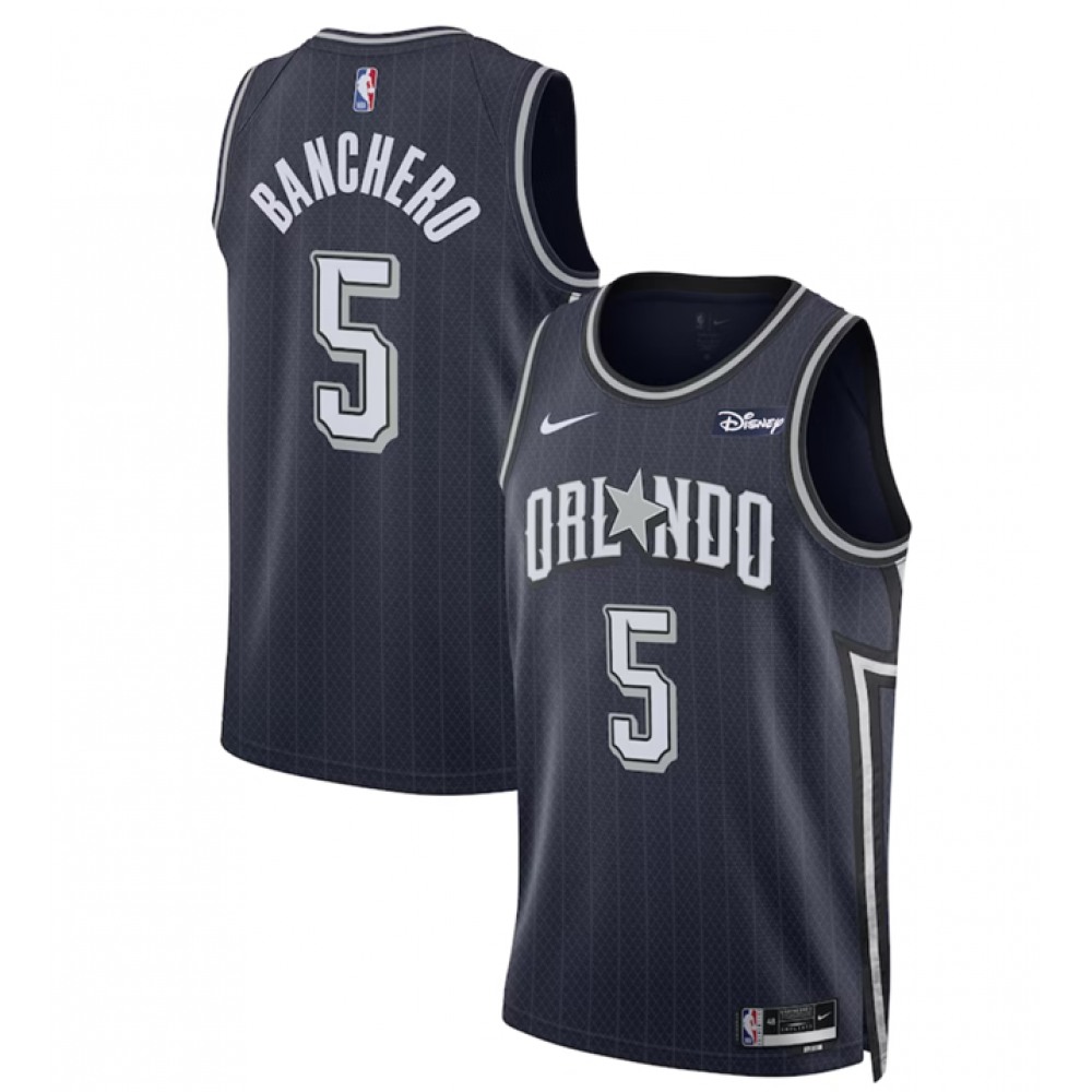 Unisex Orlando Magic #5 Paolo Banchero Navy 2023/24 City Edition Stitched NBA Basketball Jersey