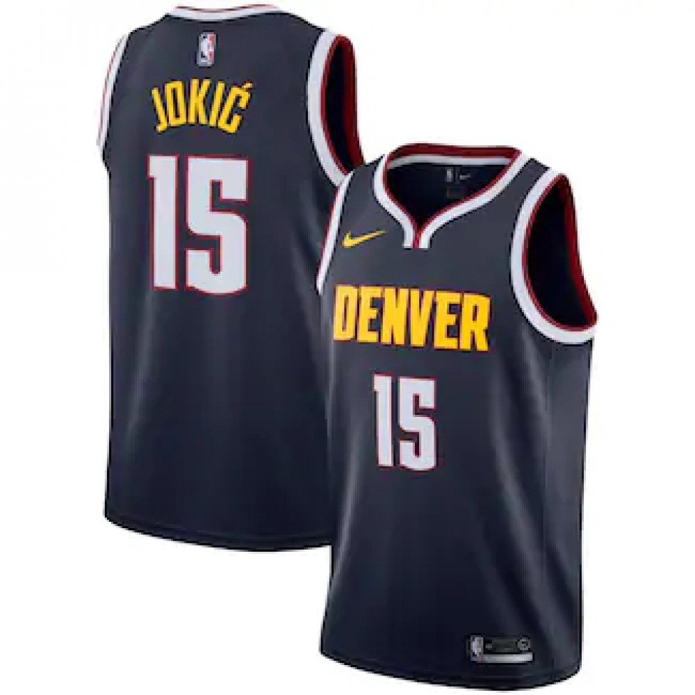 Unisex Denver Nuggets #15 Nikola Jokic Navy Icon Edition Stitched NBA Basketball Jersey