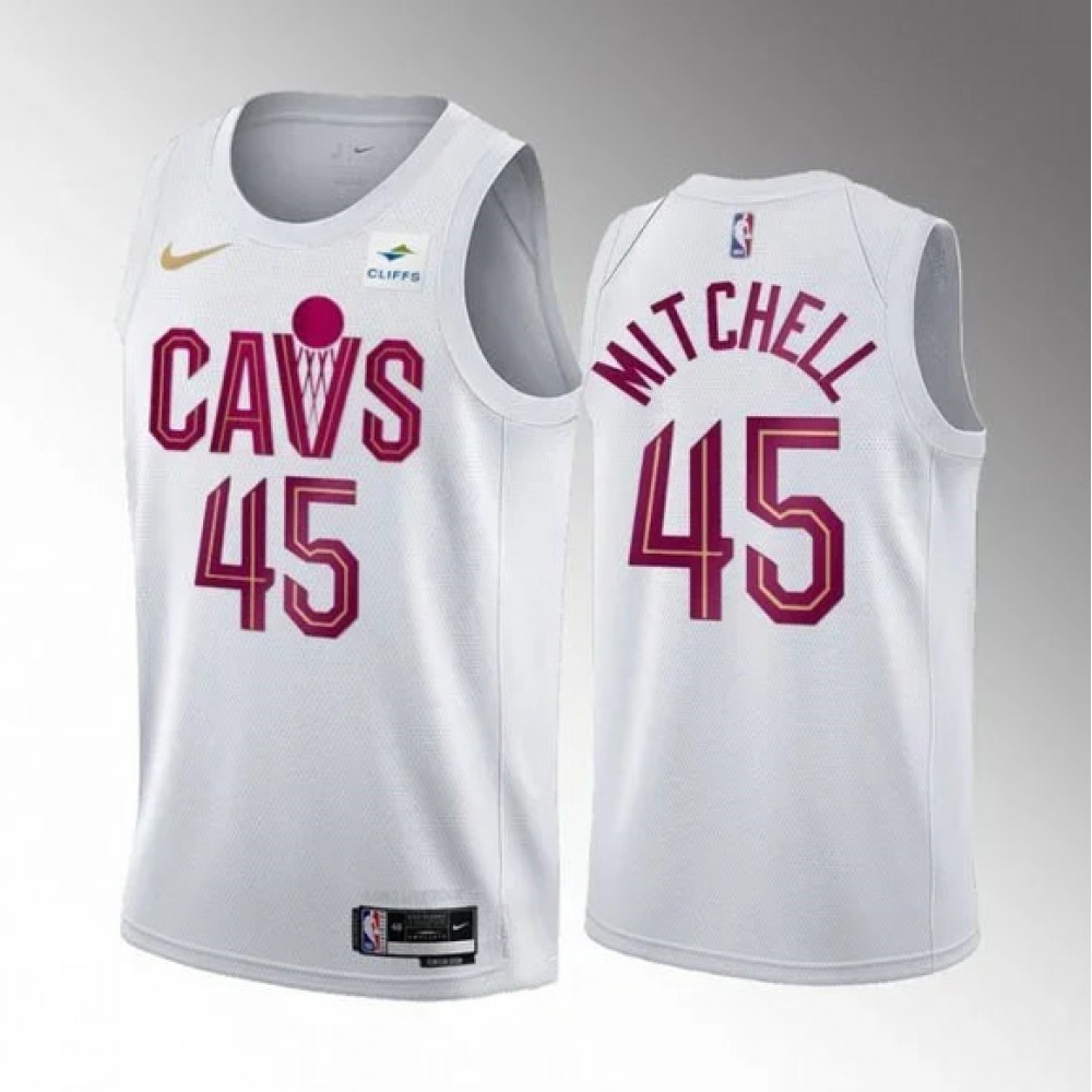 Unisex Cleveland Cavaliers #45 Donovan Mitchell White Stitched NBA Basketball Jersey