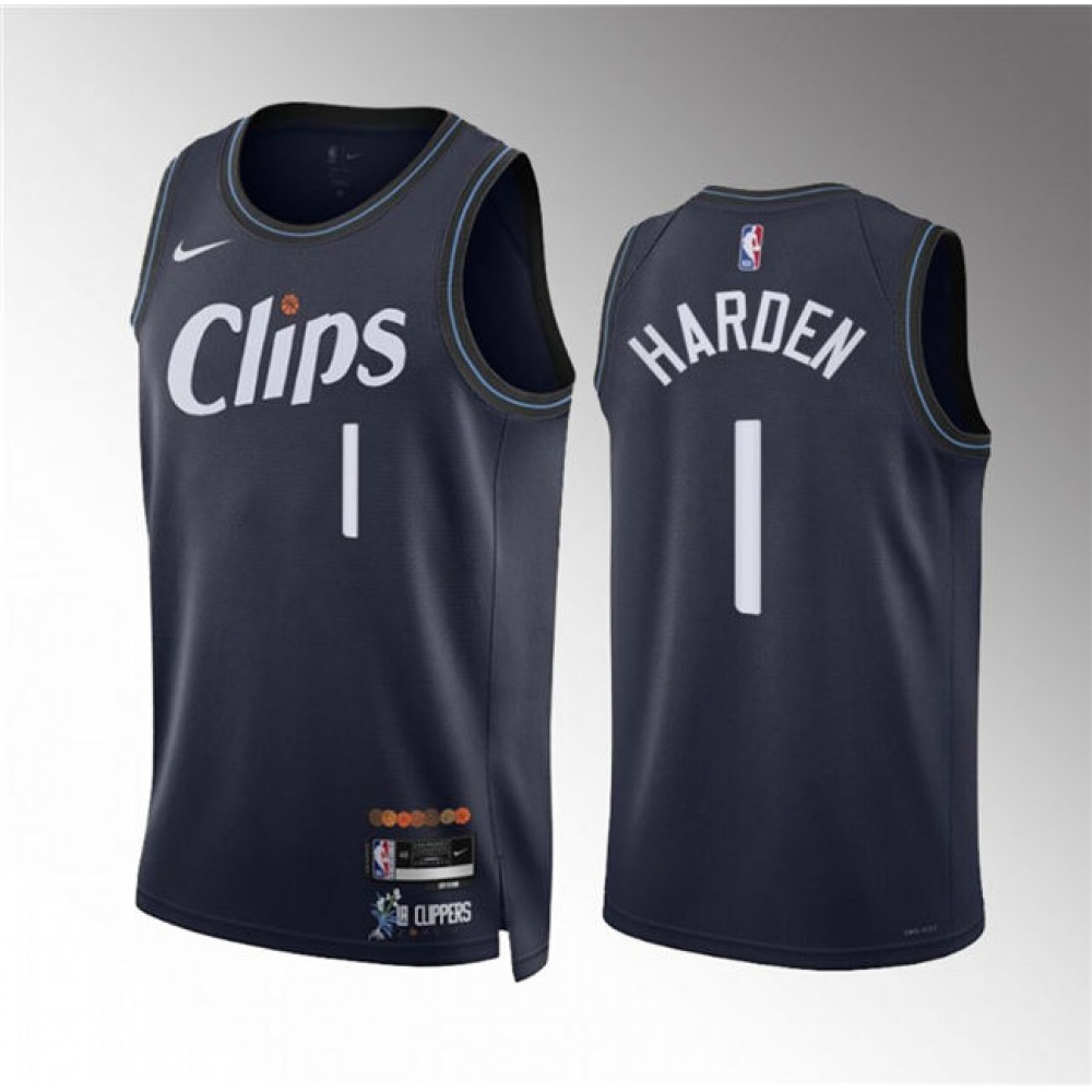 Unisex Los Angeles Clippers #1 James Harden Navy 2023/24 City Edition Stitched NBA Basketball Jersey