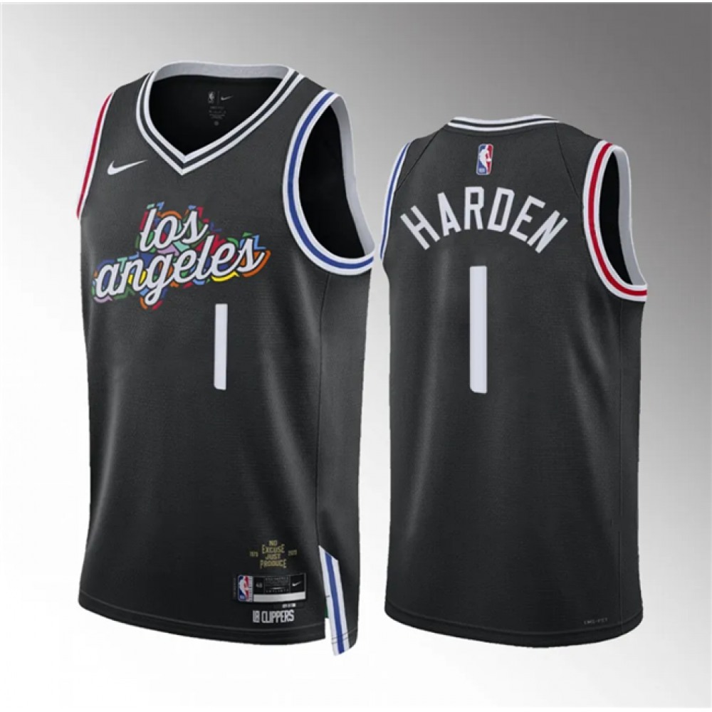 Unisex Los Angeles Clippers #1 James Harden Black 2022/23 City Edition Stitched NBA Basketball Jersey