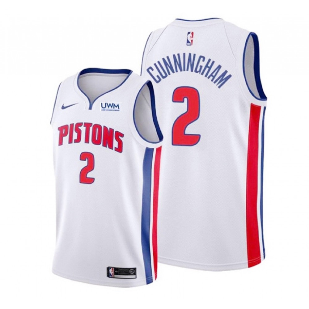 Unisex Detroit Pistons #2 Cade Cunningham White Stitched NBA Basketball Jersey
