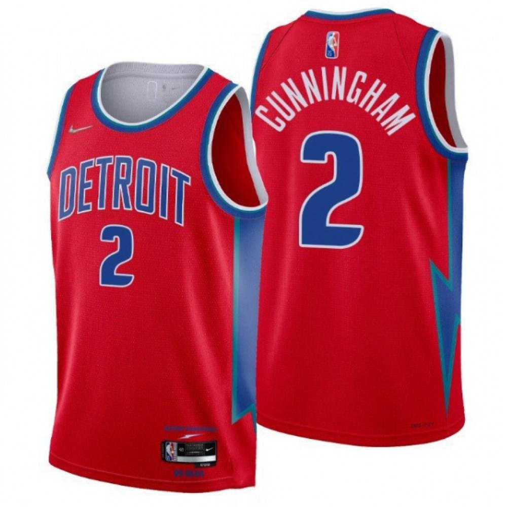 Unisex Detroit Pistons #2 Cade Cunningham 75th Anniversary Red Stitched Basketball Jersey