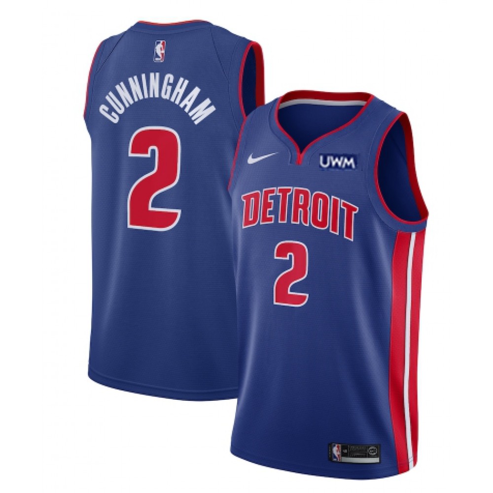 Unisex Detroit Pistons #2 Cade Cunningham Blue Draft First Round Pick Icon Edition Stitched Basketball Jersey
