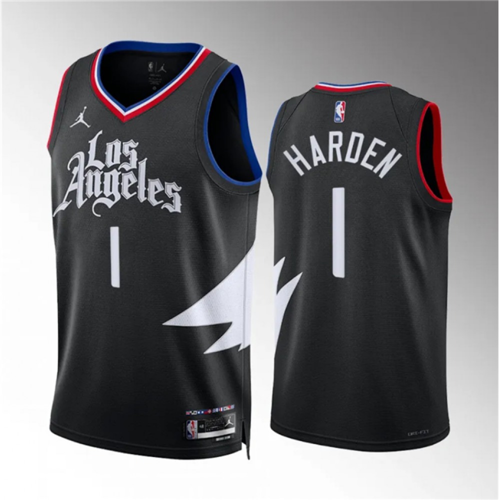 Unisex Los Angeles Clippers #1 James Harden Black Statement Edition Stitched NBA Basketball Jersey