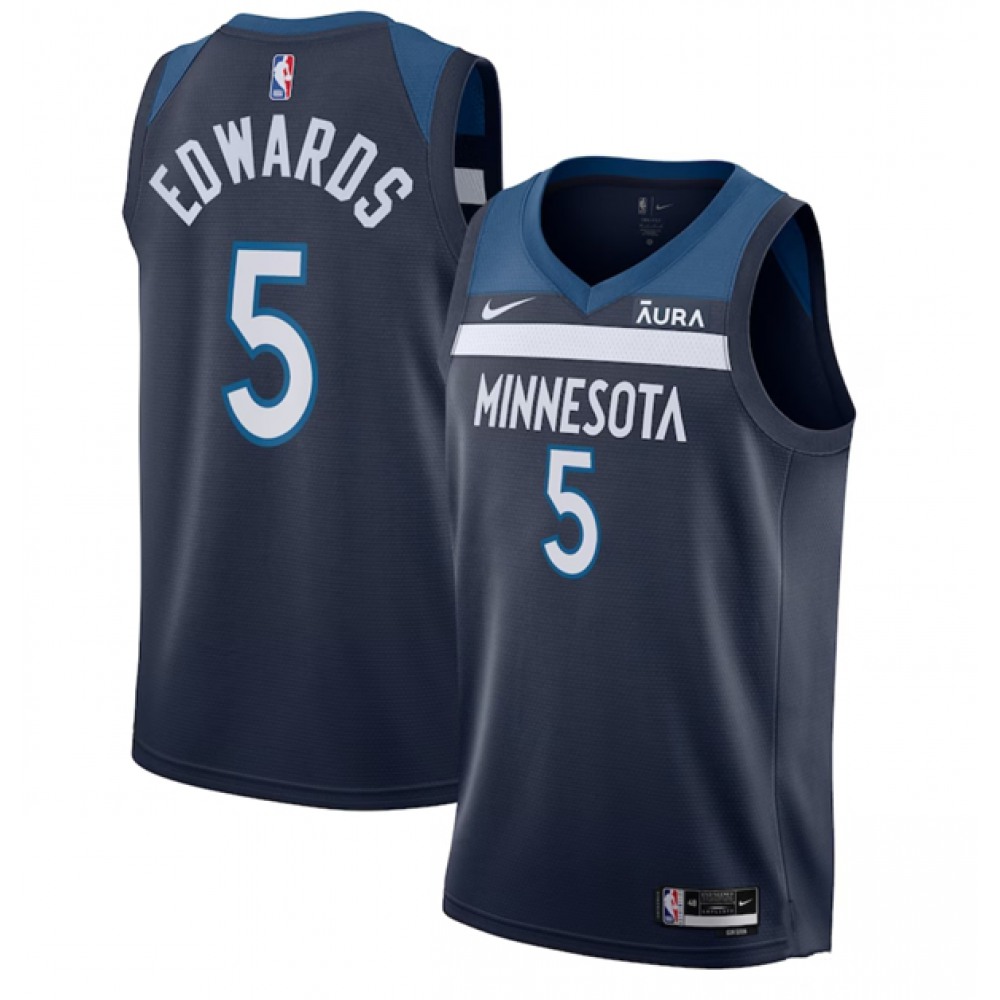 Unisex Minnesota Timberwolves #5 Anthony Edwards Navy Icon Edition Stitched NBA Basketball Jersey
