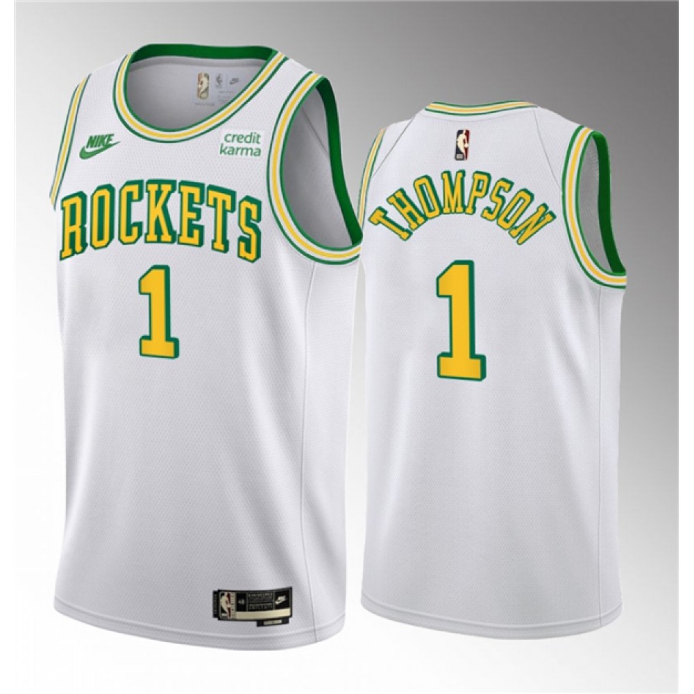 Unisex Houston Rockets #1 Amen Thompson White 2023 Draft Classic Edition Stitched NBA Basketball Jersey