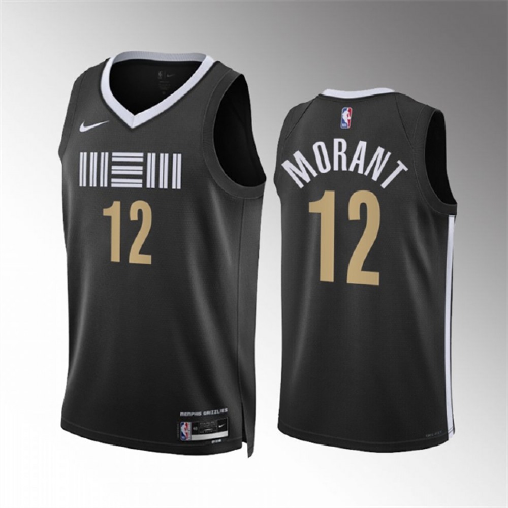 Unisex Memphis Grizzlies #12 Ja Morant Black 2023/24 City Edition Stitched NBA Basketball Jersey