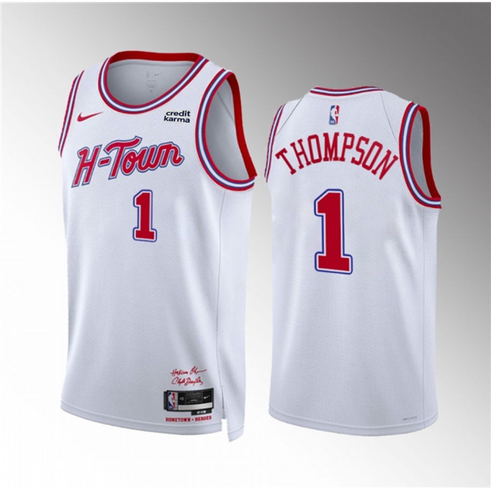 Unisex Houston Rockets #1 Amen Thompson White 2023/24 City Edition Stitched NBA Basketball Jersey