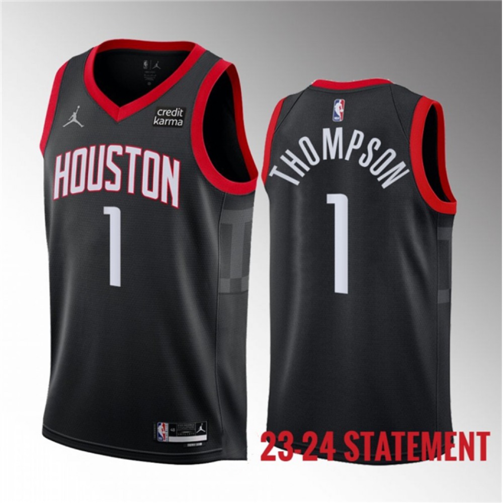 Unisex Houston Rockets #1 Amen Thompson Black 2023 Draft Statement Edition Stitched NBA Basketball Jersey