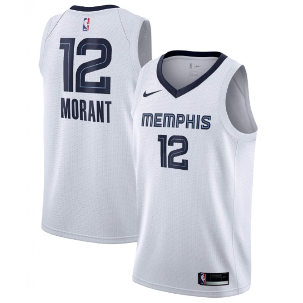 Unisex Men's Memphis Grizzlies #12 Ja Morant White Stitched NBA Basketball Jersey