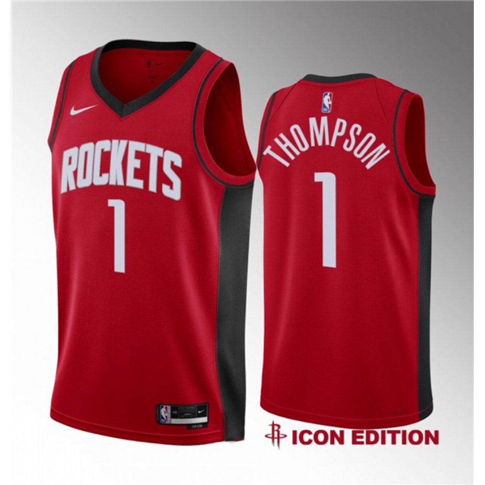 Unisex Houston Rockets #1 Amen Thompson Red 2023 Draft Swingman Icon Edition Stitched Basketball Jersey