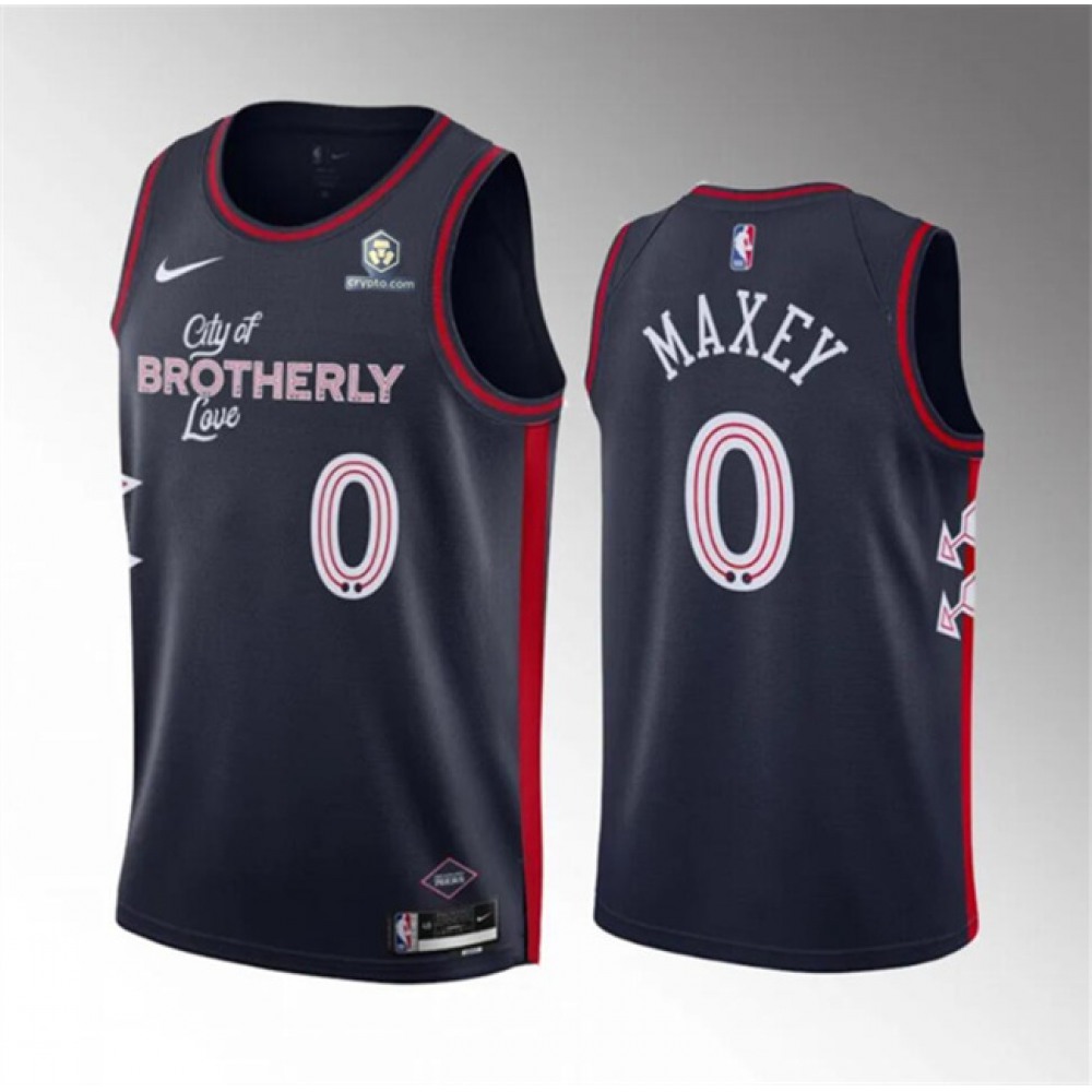 Unisex Philadelphia 76ers #0 Tyrese Maxey Navy 2023-24 City Edition Stitched NBA Basketball Jersey