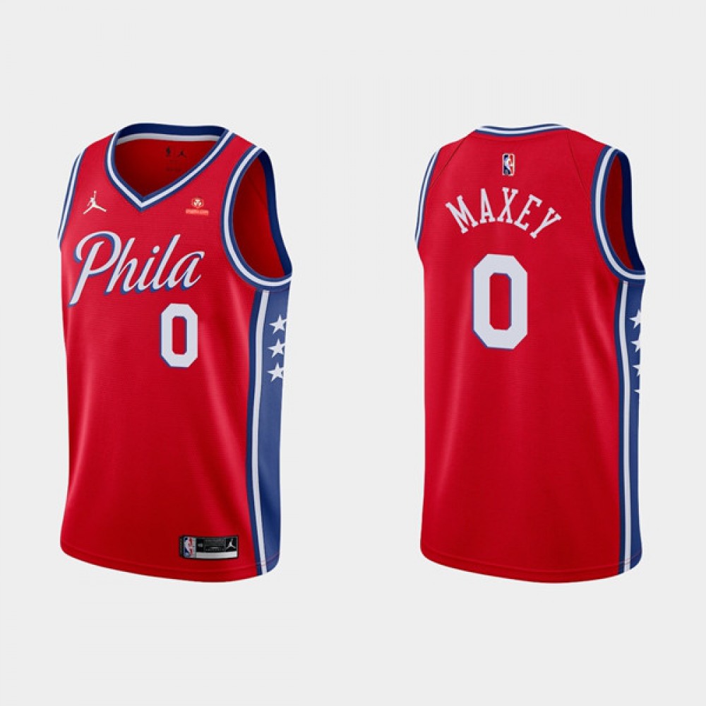 Unisex Philadelphia 76ers #0 Tyrese Maxey Red Statement Edition Stitched NBA Basketball Jersey